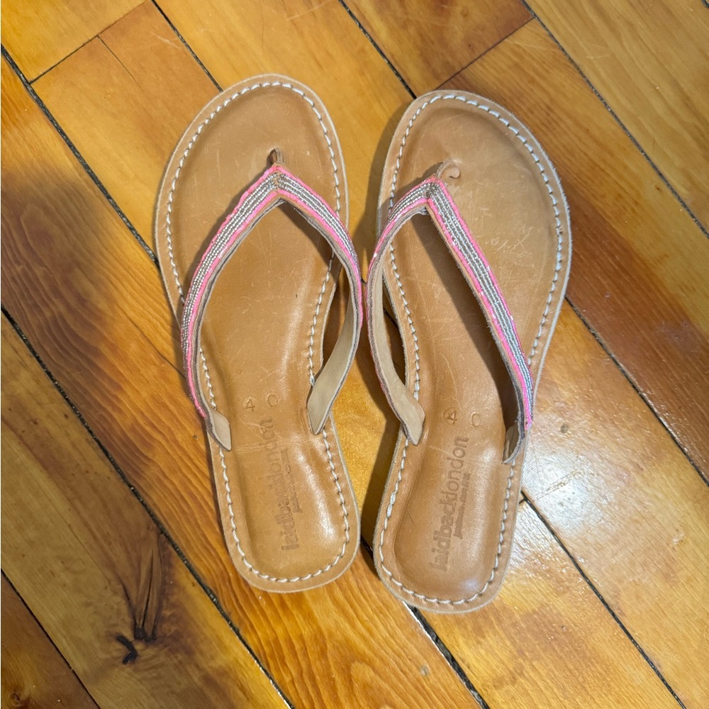Laidback London beaded flip flops